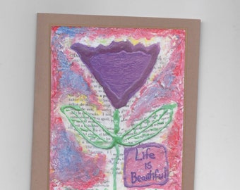 Artist with Autism, Purple Flower Art Note Card