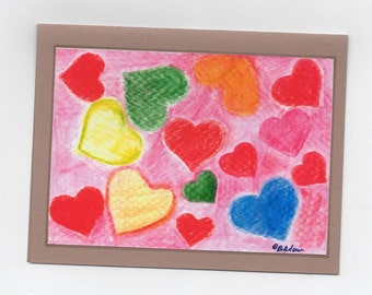 Watercolor Hearts, Fine Art Print, Note Card