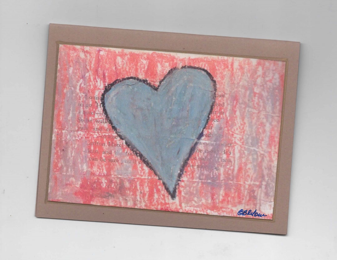Blank Inside Handmade Heart Art Note Card Etsy