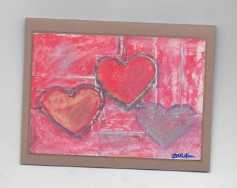 Tarjeta con diseño de corazón, hecha a mano