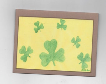 St. Patrick's Day Card, Shamrocks Card, BlanK Inside Note Cards