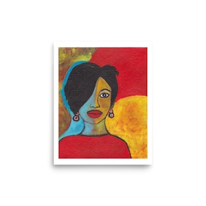 Zwarte pop-art poster, gedurfde kleurrijke kunstdruk