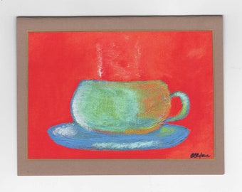 Warm Beverage Number Two, Coffee Art Note Card, Let's Get Together, Thinking Of You