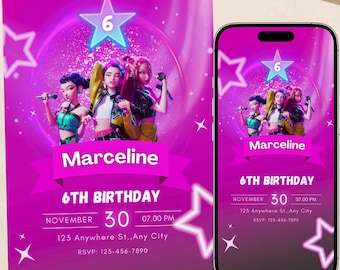 K-Pop Demon Hunters Birthday Invitation | Editable Canva Template | Digital Party Download