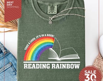 Comfort Colors® Take a Look It's in a Book Shirt | Reading Rainbow Shirt | Book Lover Tee | Funny Bookish Shirt | Librarian Tee