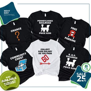 Monopoly Game Halloween Costume Shirts | Monopoly Game Cards Cosplay | Monopoly Game Costume Halloween Group Shirts | Gamer Shirt