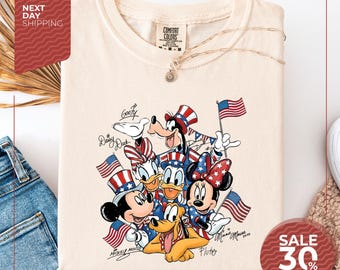 Comfort Colors® Disney 250th USA Anniversary Shirt | Mickey and Friends Shirt | 1776–2026 Patriotic Tee | Mickey Minnie Ears Semiquincen