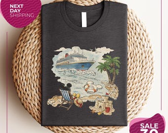 Retro Summer Disney Beach Shirt | Mickey Mouse Cruise Vacation Tee | Vintage Matching Family Trip 2026 | Tropical Cruise Gift