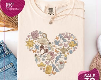 Comfort Colors® Coquette Bows Watercolor Floral Disney Princess Icon Shirt | Disney In My Princess Era Shirt | Disneyland Family Trip Shirt