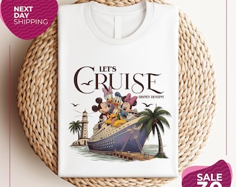 Let’s Cruise Disney Destiny Shirt | Mickey and Friends Disney Cruise Line Vacation Tee | Vintage Style DCL Family Matching Shirt