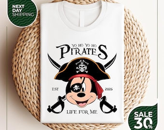 Disney Mickey and Friends Disney Pirate Tee | Pirates of the Caribbean | Disney Family Cruise Trip Tee | Yo Ho Yo Ho A Pirate's Life for Me