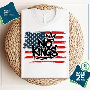 No Kings Graffiti T-Shirt | Anti Monarchy Streetwear | Protest Shirt for No Kings Day | Urban USA Flag Graphic Tee | Anti-Trump Shirt | Tee