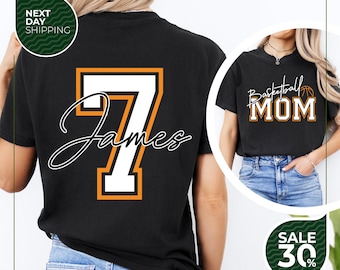 Basketball Mom Custom Name and Number Shirt | Game Day Basketball Mom Shirt | Personalized Basketball Team Shirt | Mama Basketball Season