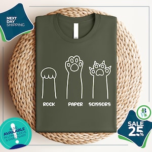 Rock Paper Scissors Shirt | Funny Cat Paw Tee | Unisex Shirt for Cat Lover | Cat Owner Tee | Cat Paws Shirts | Pet Lover | Gift for Cat Mom