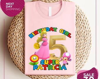 Custom Princess Peach birthday shirt | Princess Peach birthday designs | Princess Peach Shirt For Kids | Mario Princess Peach Shirt | Mario