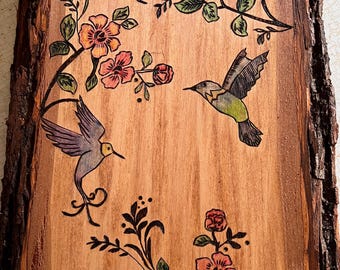 Wood Burning Art: Hummingbirds and Flowers
