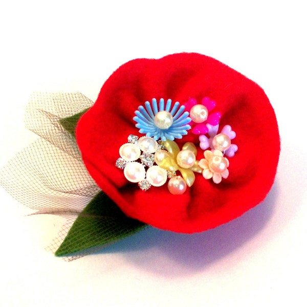 Vintage Girl Hair Flower/Brooch