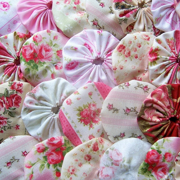25 Shabby Mary Rose Chic 2 Inch Fabric YO YO Quilt Applique Embellishment Trim