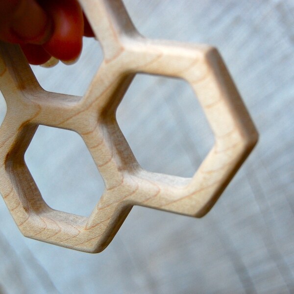 CUSTOM for Jenna Organic Maple Wood Mini Honeycomb Teething Toy