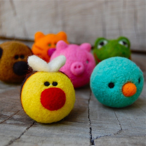 Set of Needle Felted First Baby Sounds WOOLY Ball Toys