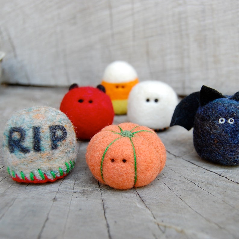 Teeny Tiny Little Needle Felted Halloween Set Etsy