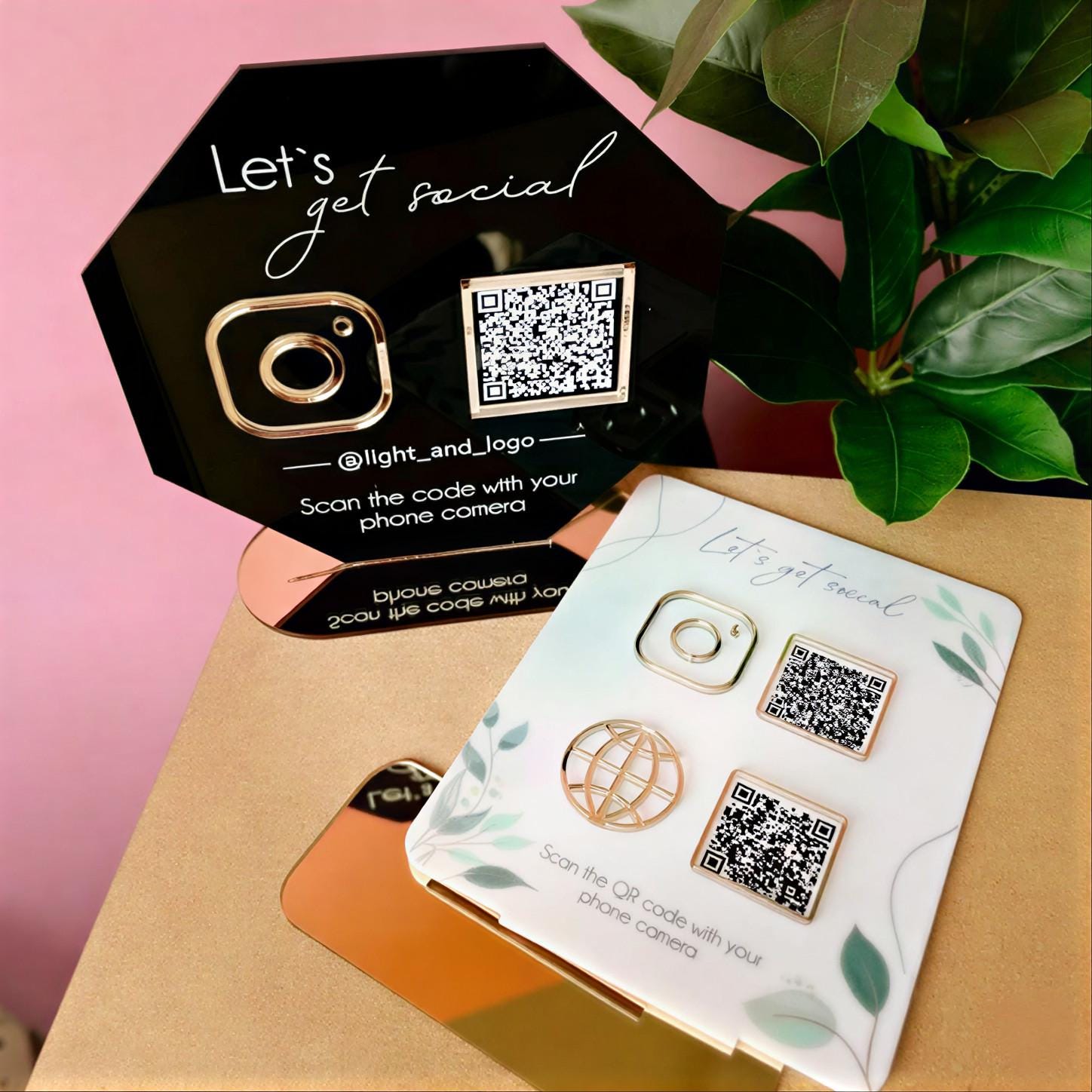 Multi QR Code Sign Triple Icon and QR Code Instagram Business Social ...