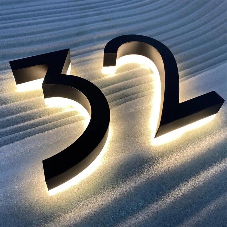 Led Backlit House Numbers Kit LED House Numbers, Illuminated Address Number Sign, Metal Backlit Door ...