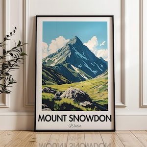 Mount Snowdon Travel Poster: Wales Mountain Scenery Art Print