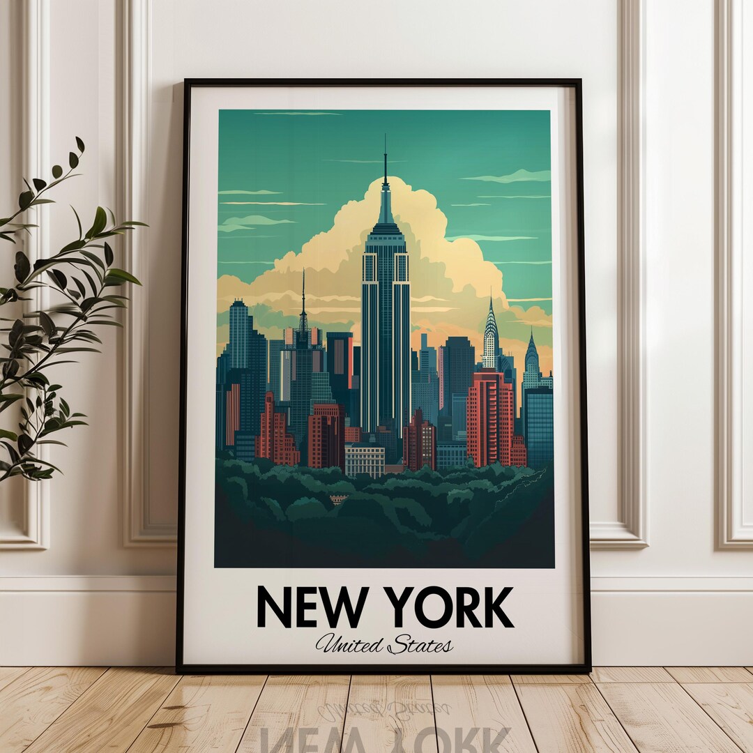 New York City Skyline Poster: Empire State Building Art Print - Etsy
