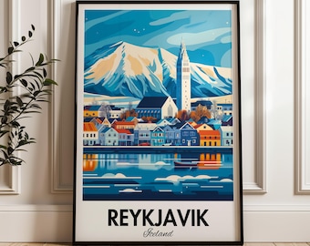 Poster Reykjavik: IJslandse kunstafdruk kerk Hallgrímskirkja