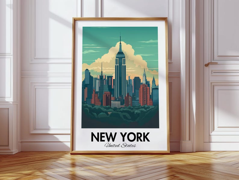 New York City Skyline Poster: Empire State Building Art Print - Etsy