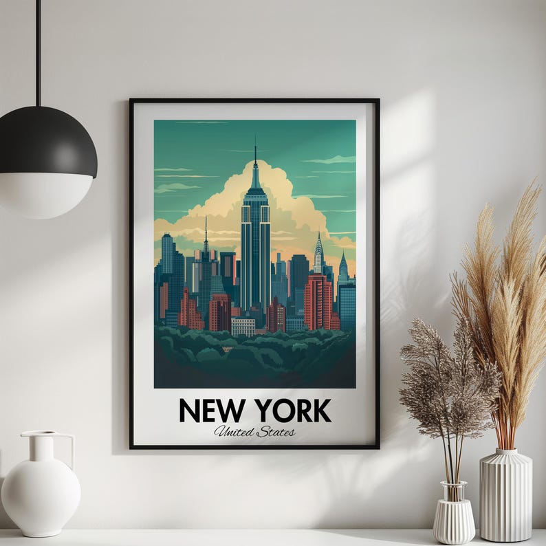 New York City Skyline Poster: Empire State Building Art Print - Etsy