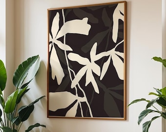 Japandi Botanical Wall Art | Boho Mid Century Print (Digital Download)