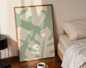 Sage Green Leaf Print | Abstract Botanical Art (Digital Download)