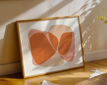 Burnt Orange Abstract Print, Boho Japandi Wall Art (Digital Download)