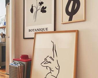 Botanical & Body Line Art Prints, Japandi Decor (Digital Download)