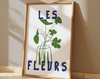 Abstract Floral Print | Navy Blue Botanical Wall Art (Digital Download)