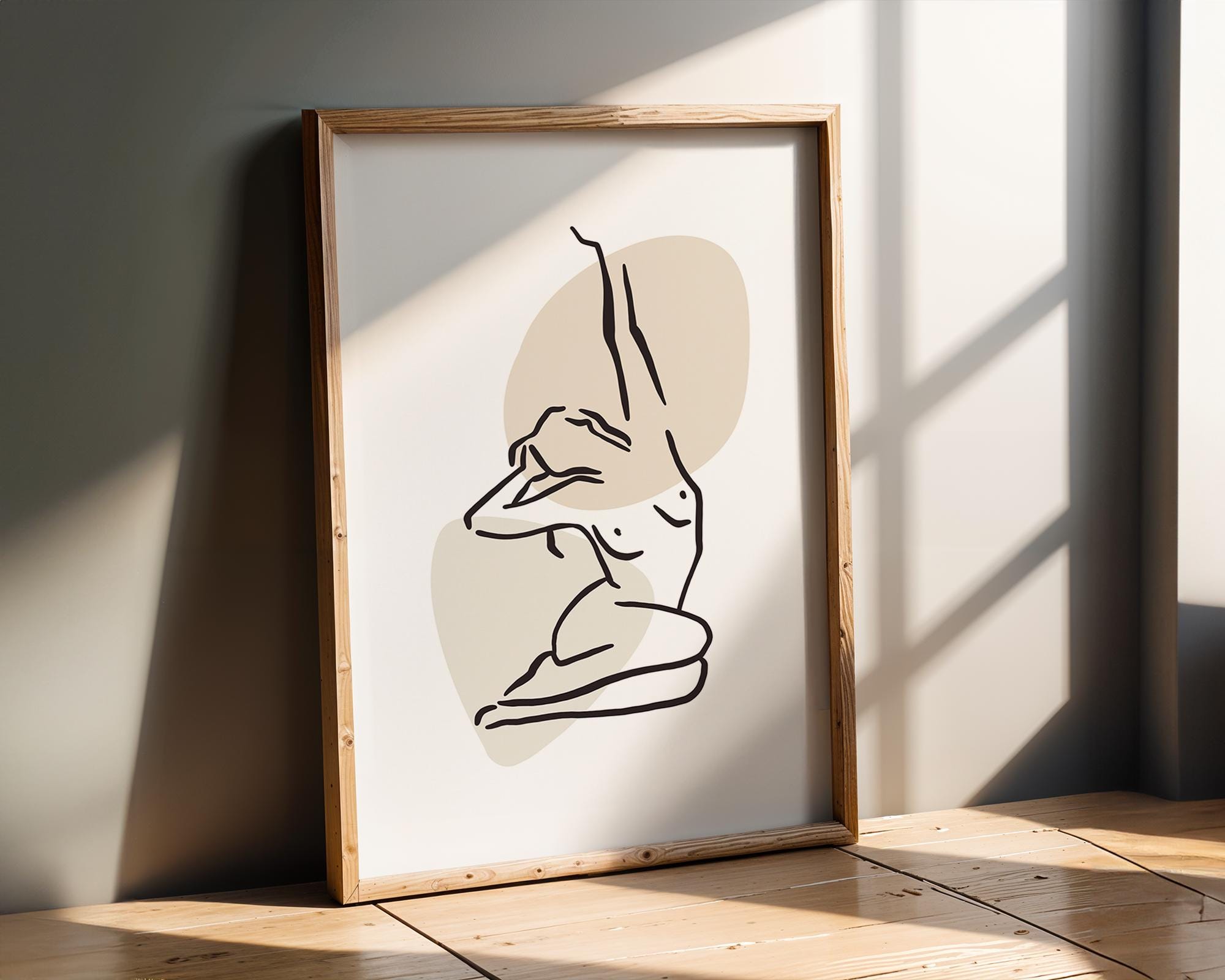 Woman Body Line Art Print, Japandi Beige & Black (digital Download) - Etsy