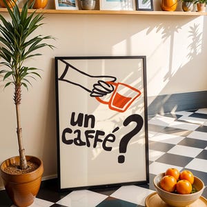 Sztuka ścienna z kawą Wystrój kuchni Nowoczesny wystrój Dekoracja ścienna wózka barowego Preppy Estetyczna sztuka ścienna Trendy teraz Un Caffe Wydrukuj plakat kuchenny