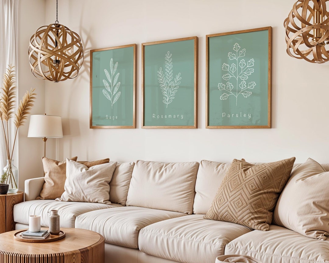 Sage Green Botanical Wall Art Prints, Set of 3 (digital Download) - Etsy