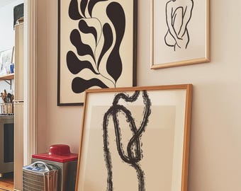 Japandi Art Prints Set: Botanical & Figure Line Art (Digital Download)