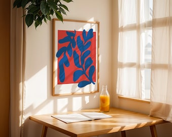 Botanical Wall Art Print, Japandi Style (Digital Download)