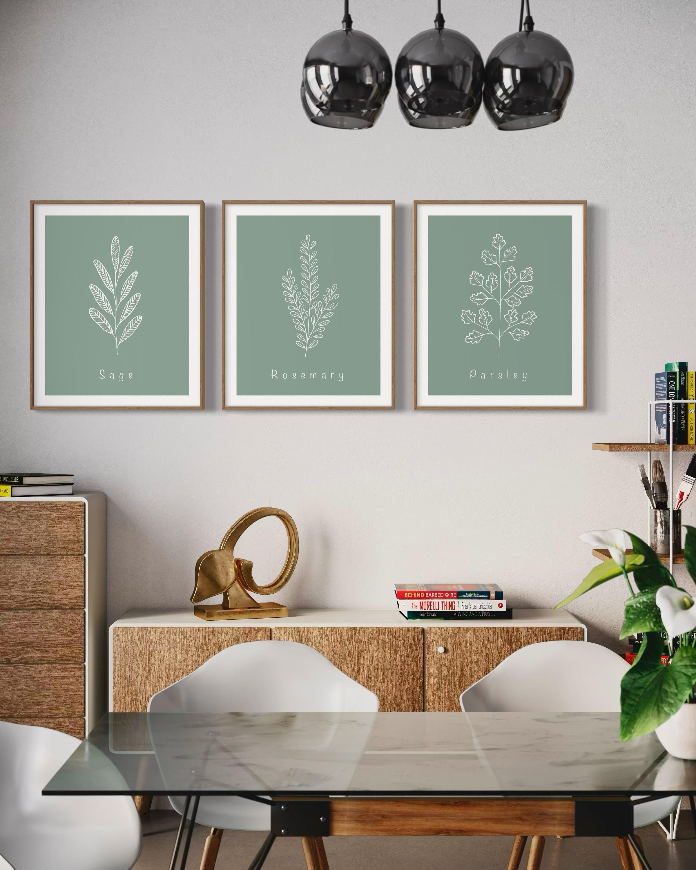 Sage Green Botanical Wall Art Prints, Set of 3 (digital Download) - Etsy