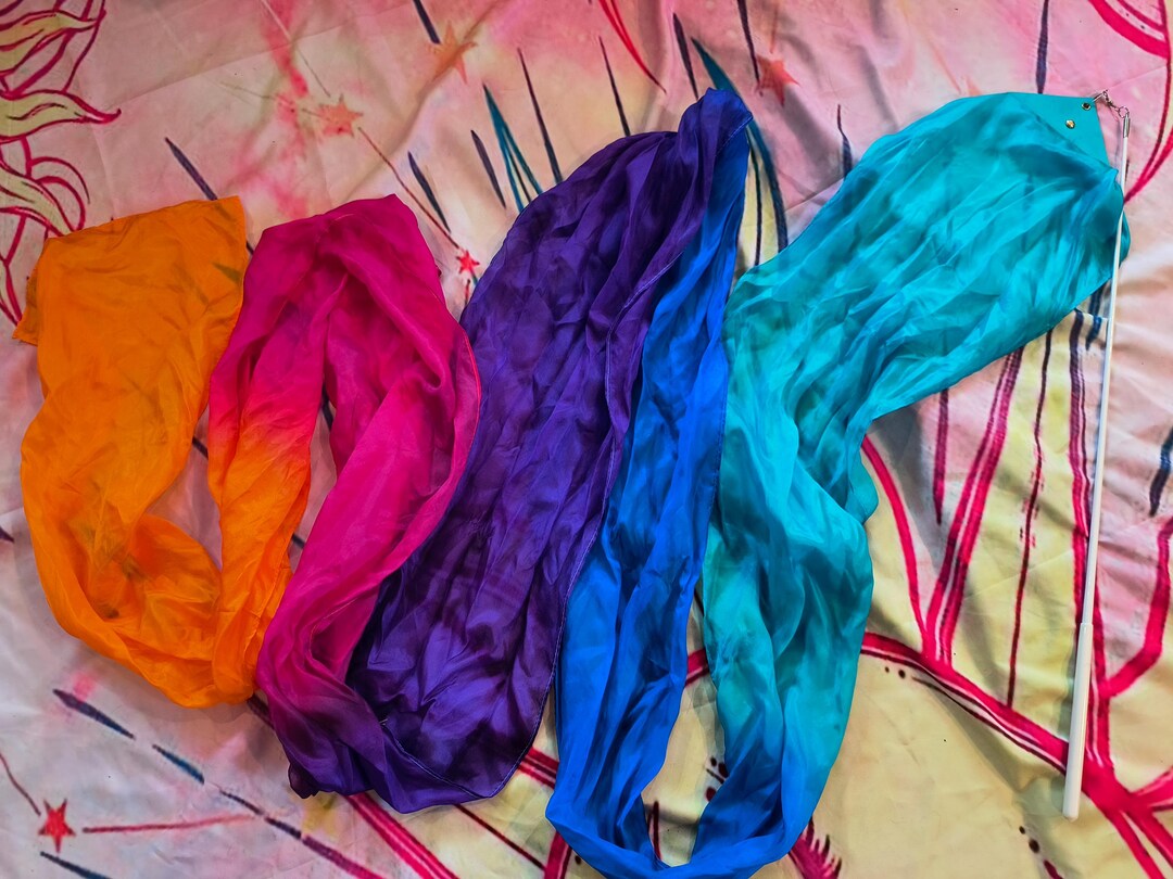 Real Silk Twirling Ribbon Extra Large Premade, Hand Dyed, Fiberglass ...
