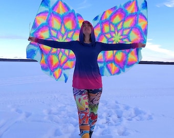 Silk Spinflags pair Swing Poi Festival Flow Weighted Flags& Swivel (not fans) *CUSTOM Made 8mm silk MEDIUM 34" size *pls read Item Details!*