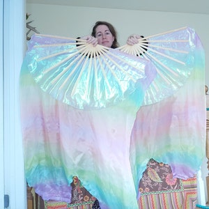 Große Seide Fans Paar Midi 15 &quot;Stäbe Groß und Flowy CUSTOM Made bis zu 2 Wochen Entstehungszeit Bitte lesen Sie alle Artikeldetails vor dem Kauf