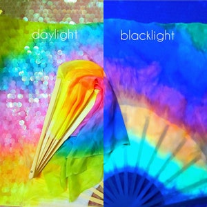 Silk Flow Fans Pair Prism Neon UV Blacklight Glow. CUSTOM Made to Order, please read item details image 5