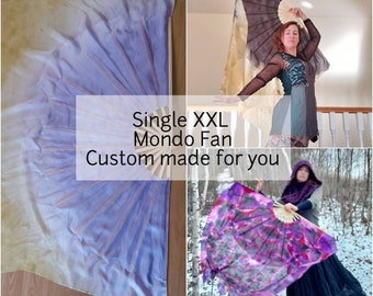 One, Single large MONDO XXL Silk Fan * CUSTOM Made *pls read Item Details, up to 2 wks. 1 fan, pls choose qty 2 for a pair.