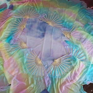 Silk Veil Fans Celestia Pastel Double Rainbow UV L&R Pair, CUSTOM Made Per Order up to 2 Weeks. Please Read Item Description image 8