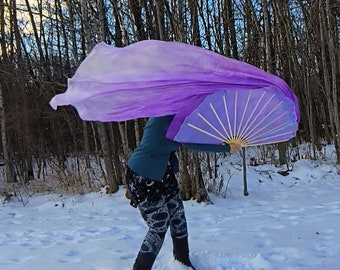 Large SINGLE XXL Silk Fan Mondo 60" long, 45" wide Lilac Breeze colorway Premade ready to ship *pls read Item Details